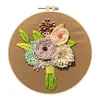 (Multi-Style) Flower-DIY Embroidery Kit with Pattern Cotton Threads Needles Hoop 30*30cm/11.81*11.81in