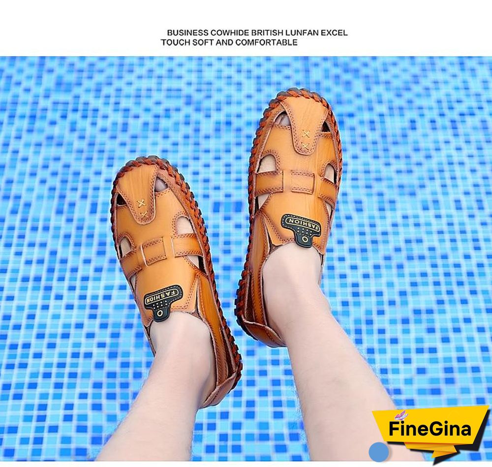 Leather Men Sandals Outdoor Flip Flop Casual Shoes Men Shoes
