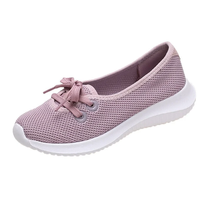 Yyvonne for Women 2022 New Women Work Shoes Comfortable Soft Breathable Mesh Casual Women Sneakers Lace Up Flats Zapatos De Mujer