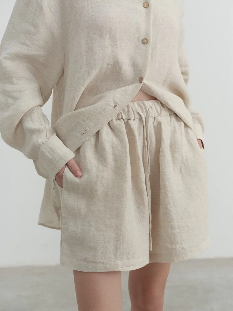 Casual Linen Solid Color Shorts