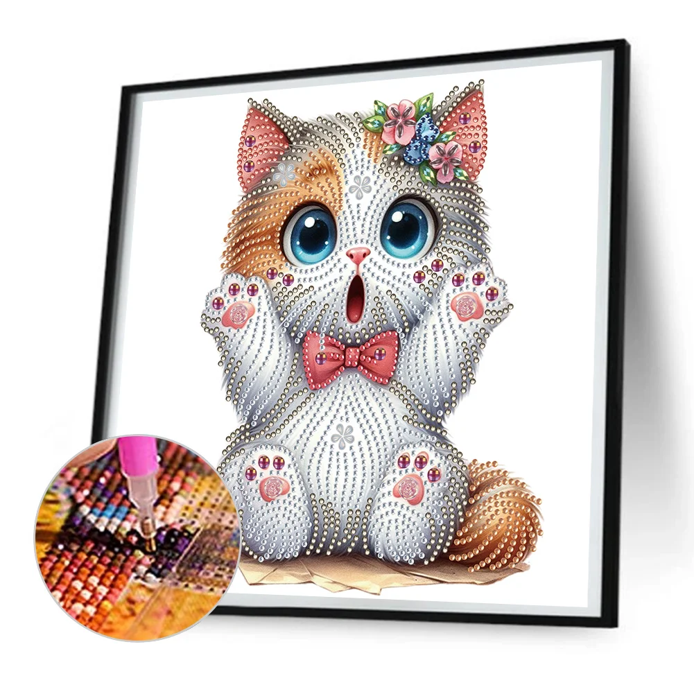 Diamond Painting - Partial Special Shaped Drill - Surprised Kitty(Canvas|30*30cm)