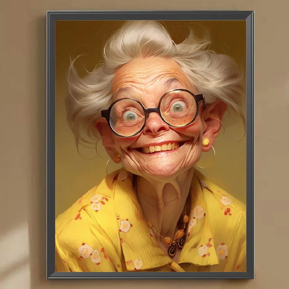 Diamond Painting - Full Round Drill - Cute Old Granny(Canvas|30*40cm)