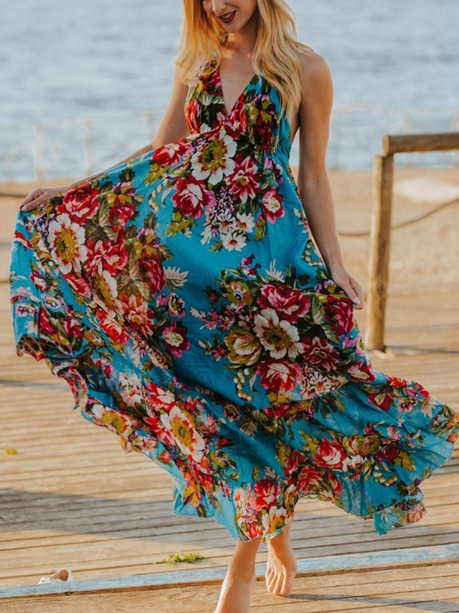 Chiffon Holiday Printed Dresses Zaesvini