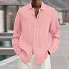 Men's Lapel Loose Button Cotton and Linen Striped Shirt