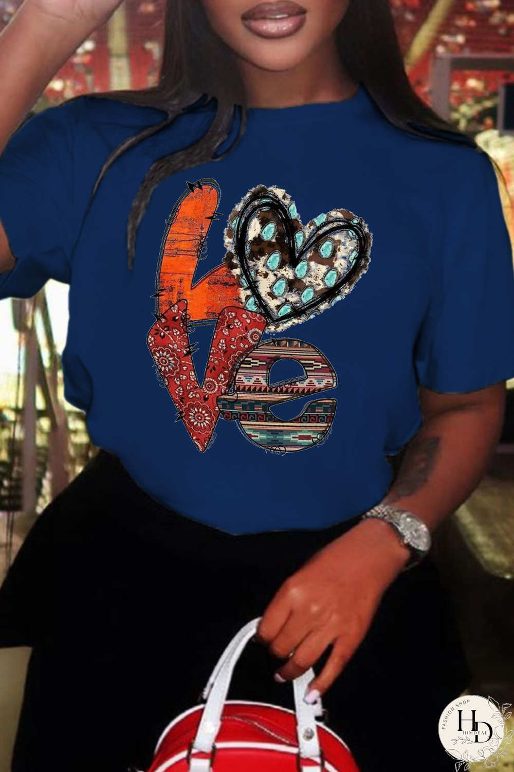 Black Casual Daily Print Patchwork Letter O Neck T-Shirts