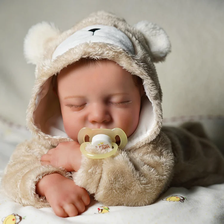  20" Newborn Lifelike Sleeping Baby Hand-painted Hair Doll Boy Slonaia with Heartbeat💖 & Sound🔊 - Reborndollsshop®-Reborndollsshop®