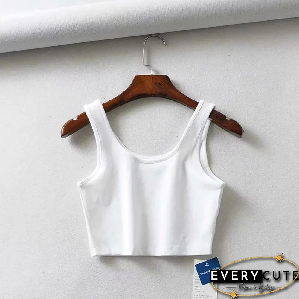 sexy women summer crop tops sleeveless short cotton u collar knitted bar