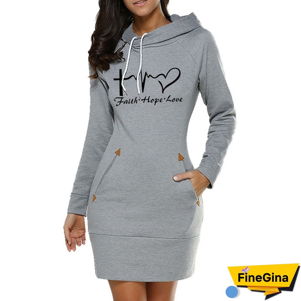 Spring/Autumn/New Womens Fashion Print Womens Hoodie Dress Slim Fit Popular Pullover