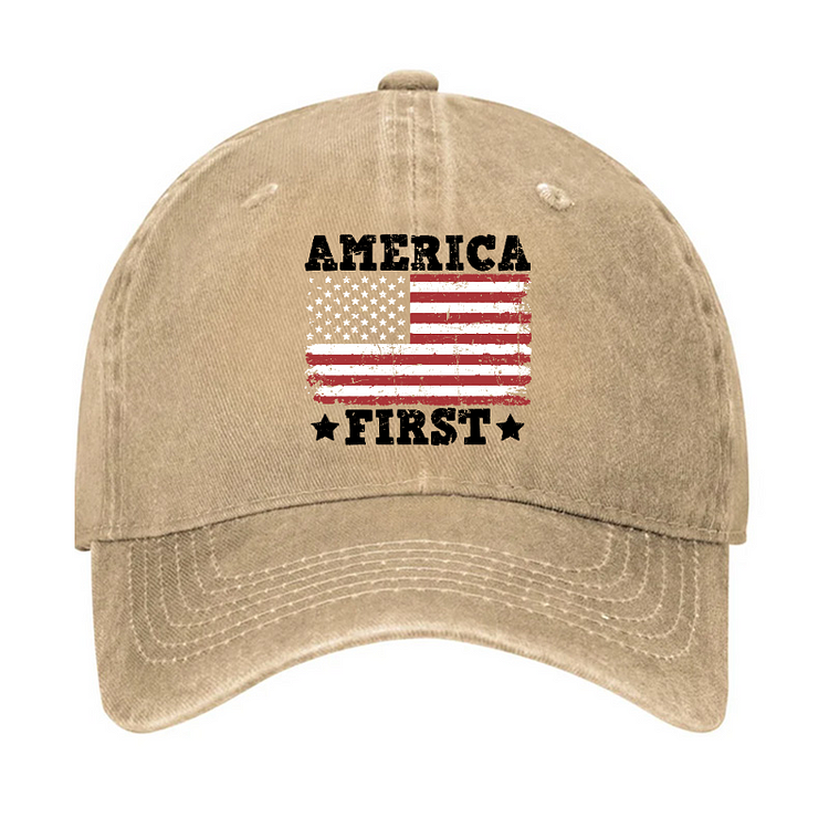 America First With USA Flag Print Hat