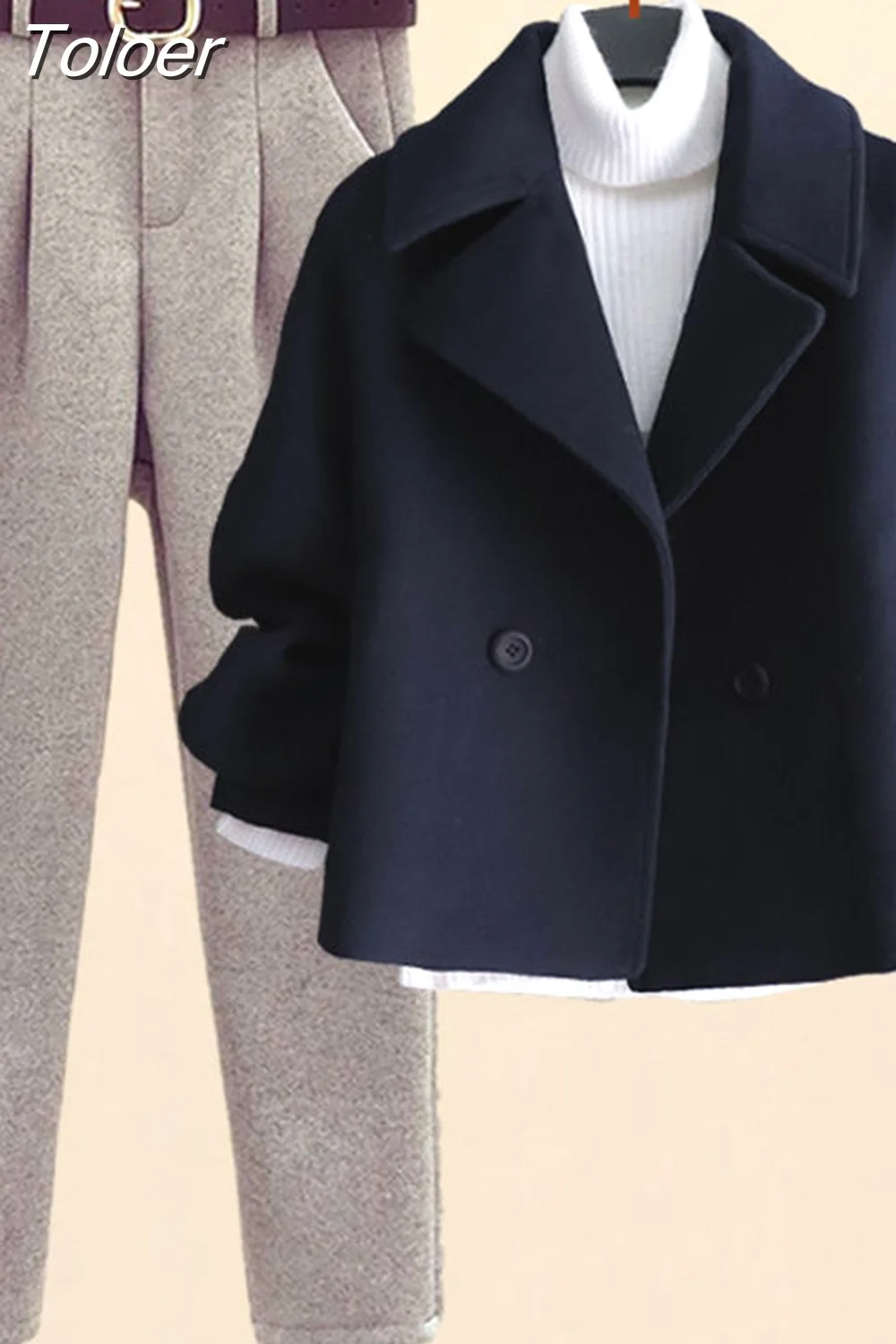 Toloer Toloer Autumn Winter Wool Suit Jacket Jacket Long Sleeve Knitted Sweater Casual Trousers Three Piece Set Elegant Women's Pant Set 1215-1-Outfit Ideas