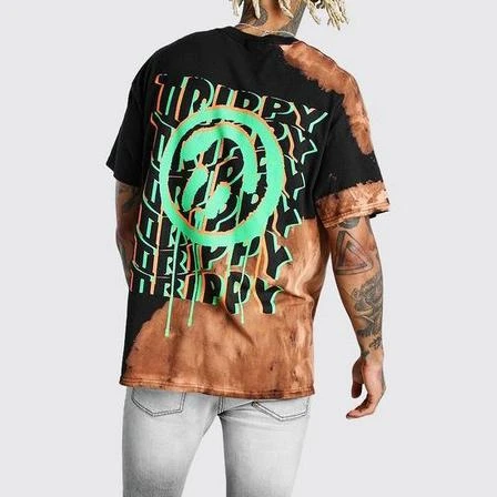 Fluorescent letter print contrast t-shirt