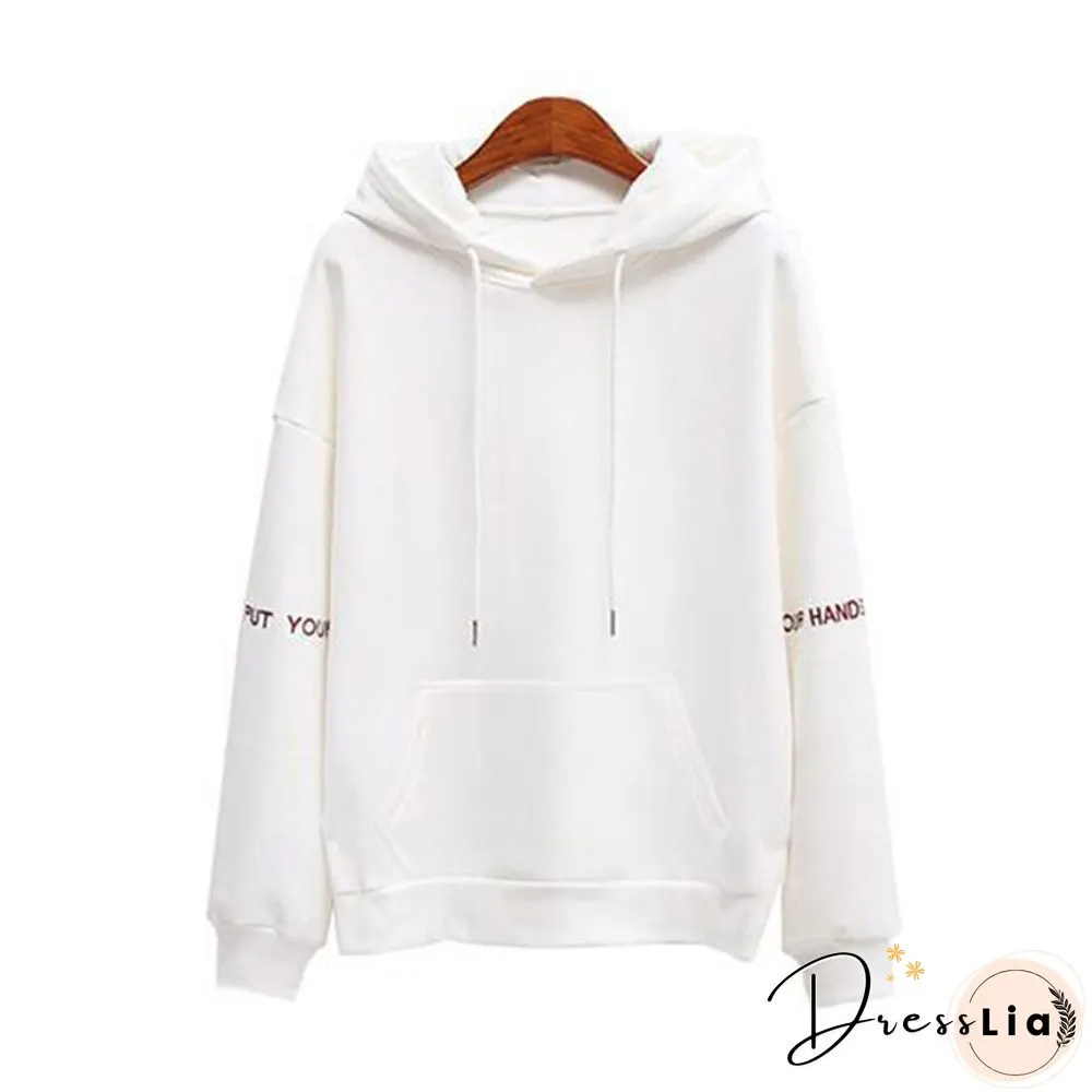 Women Fashion Corduroy Hoodies Female Solid Color Embroidery Hooded Tops Tracksuit