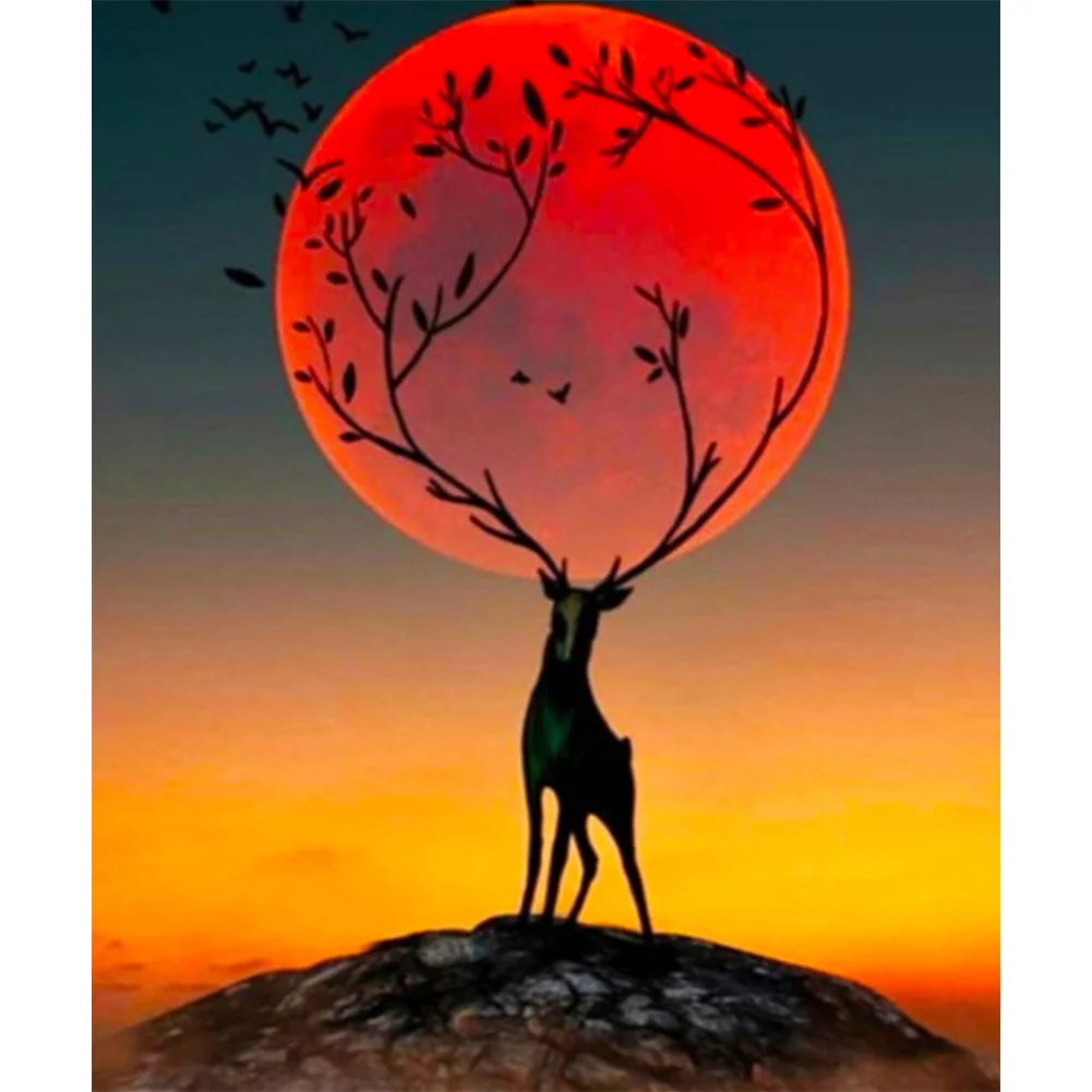 Deer At Sunset 50*60CM (Canvas) Full Square Drill Diamond Painting