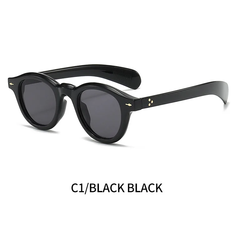 Vintage Oval Round Sunglasses Women For Men Luxury Brand Designer Gradient Sun Glasses For Female Punk Pink Rivet Shades