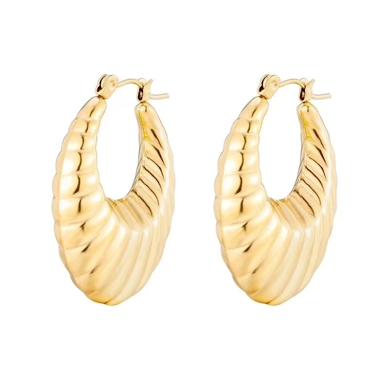 1 Pair Fashion Solid Color Plating 304 Stainless Steel 18K Gold Plated Earrings