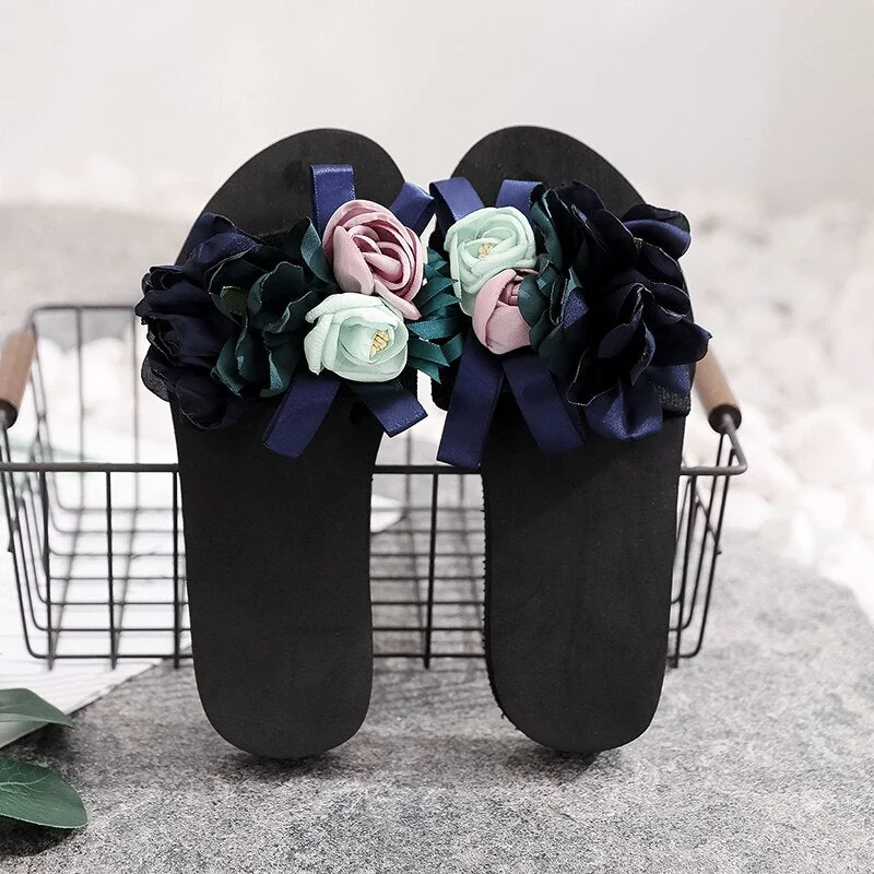 2022 New Women Summer Red Beach Sandals Slipper Indoor Outdoor Flip-flops Beach Shoes Fashion Female Casual Flower Slippers