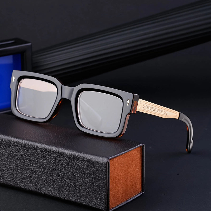 Casual Retro Commute Solid Color Pc Square Full Frame Men’s Sunglasses