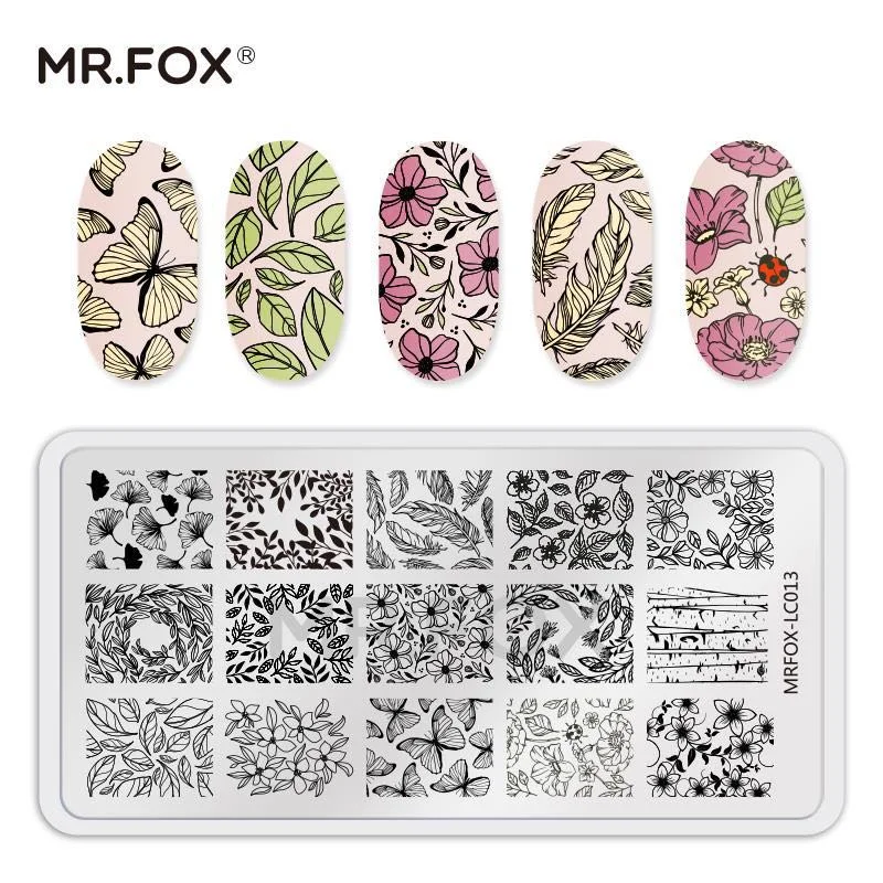 MRFOX Nail Stamping Plates Letter Geometry Expression Love Pattern High Quality Nail art Stamping Plate Manicure Tools