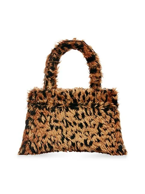 Balenciaga Hourglass Small Handbag With Strap With Leopard Print