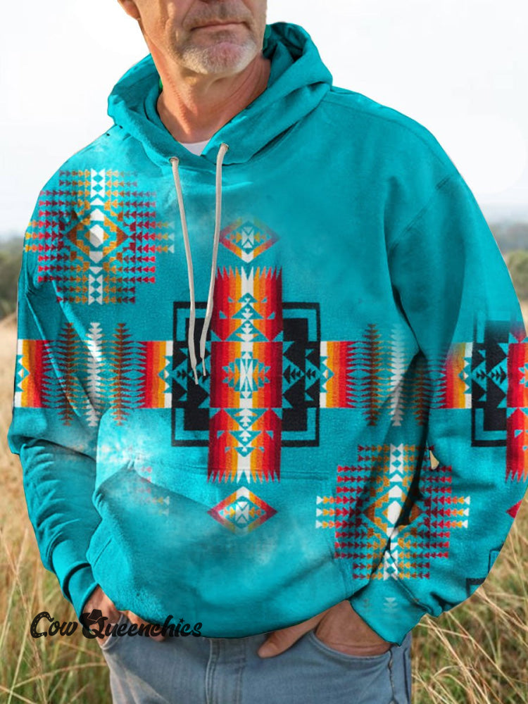 Vintage Print Casual Hoodie Sweatshirt Multicolor / S