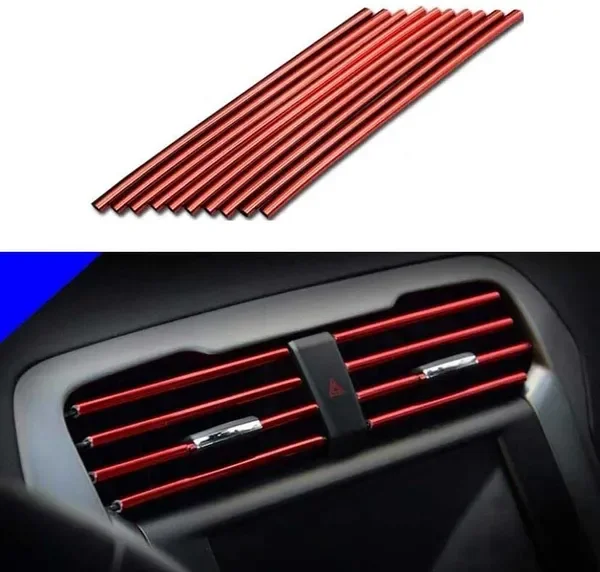 New 10 Pcs 20cm Air Conditioner Vent Outlet U Shape Chrome PVC Colorful Shiny Trim Strips for Car Decoration