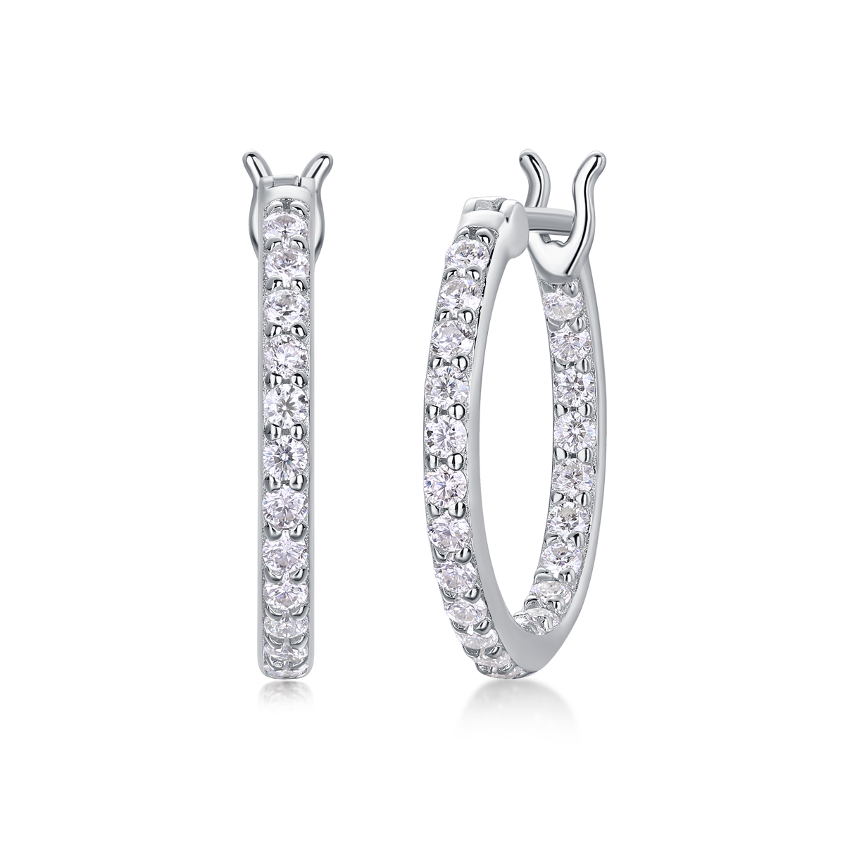  925 Silver with 18K Gold-Plated Moissanite Hoop Earrings, Sparkling Wedding Fine Jewelry Earrings for Women