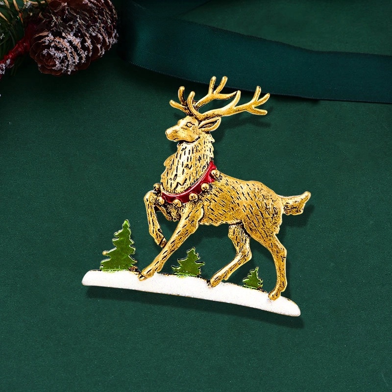 Vintage Style Pin Santa Claus Elk Alloy Unisex Brooches