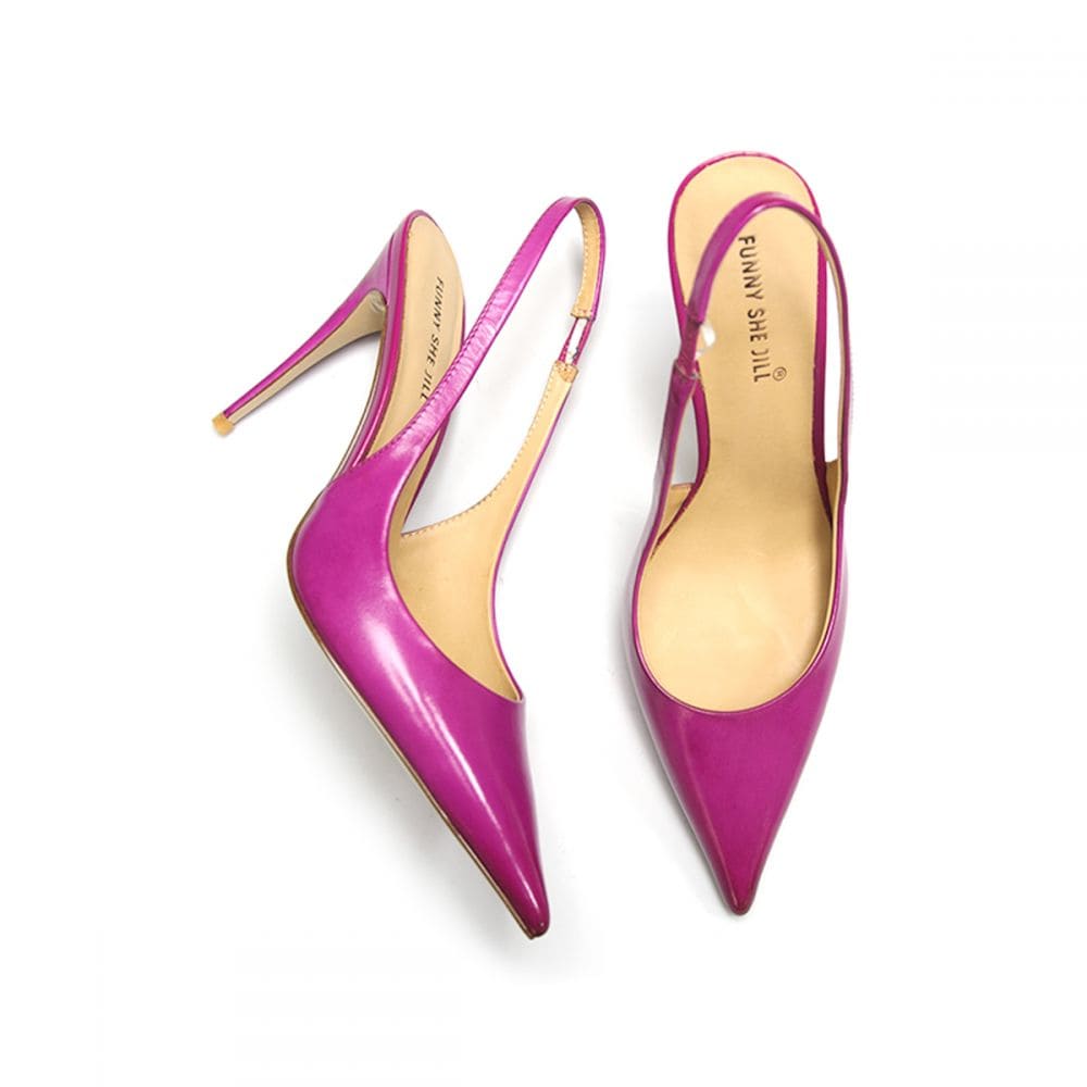 Elastic Band Slingback Sandals Stiletto Heel Pumps Pointed Toe Shoes