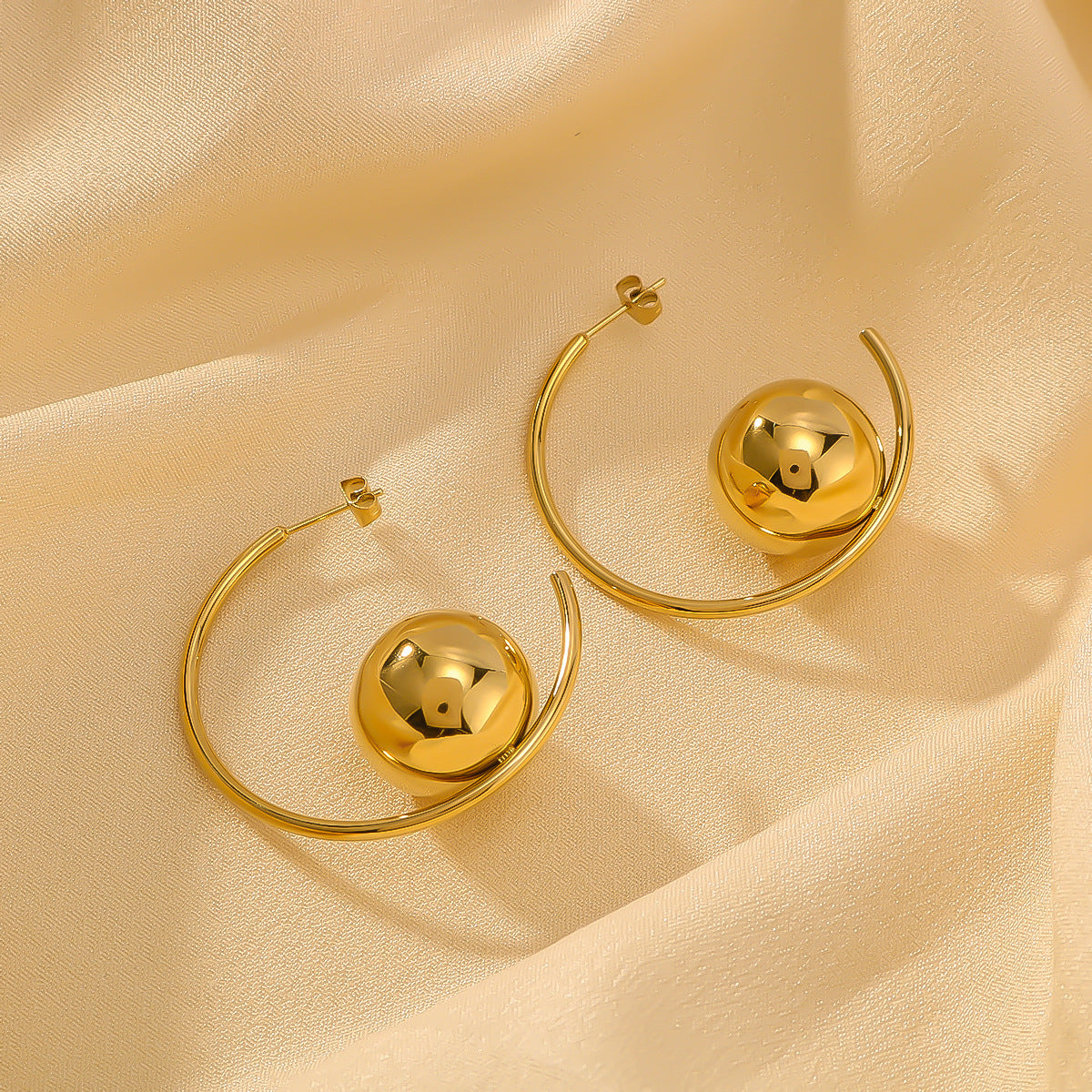 IG Style Sphere Geometric Stainless Steel Electroplating Earrings