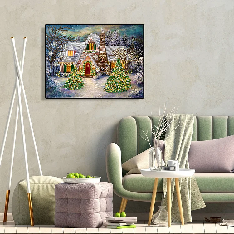 Christmas House - Partial Drill - Special Diamond Painting（40*30cm)-826860