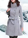 Mid Length Single Breasted Belted Wool Coat