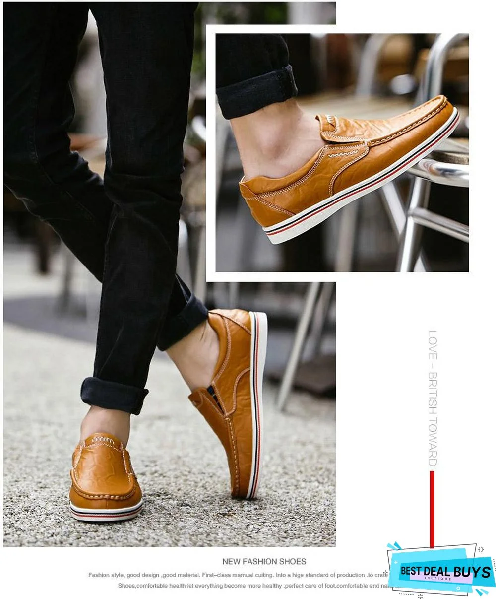 Leather Boat Shoes Casual Flats Moccasins Homme Driving Loafers Shoes Slip On Shoes