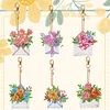 6Pcs DIY Diamond Painting Flower Keychain