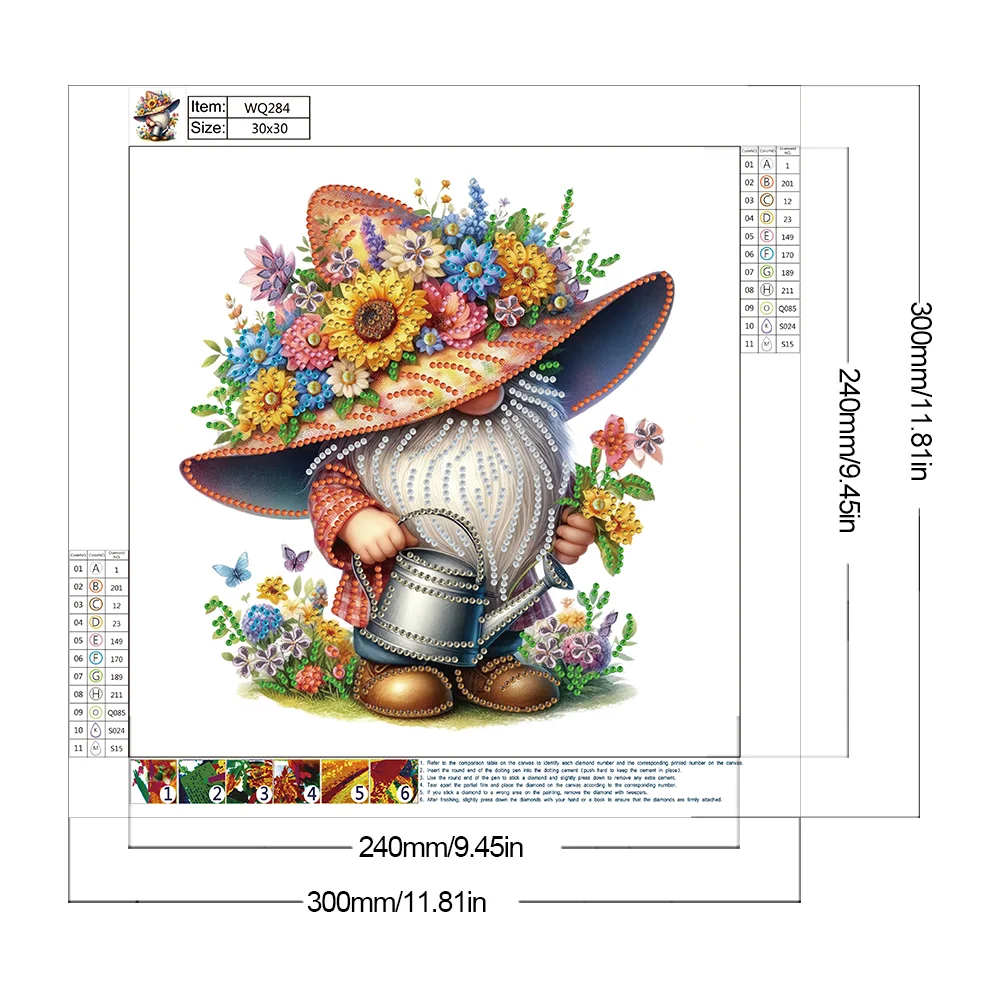 Diamond Painting - Partial Special Shaped Drill - Flower Gnome(Canvas|30*30cm)