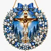 DIY Pearl Diamond Painting Religious Christmas Hanging Ornament Double-Sided Printed Pendant Diamond Art Christian Home Decor Gift