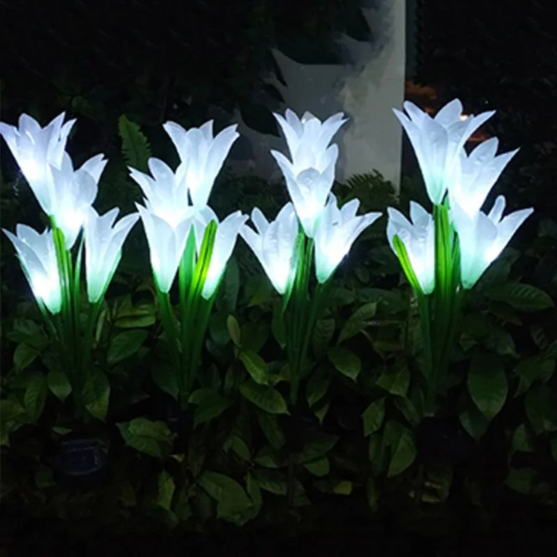 Solar Flower Lights, New Upgraded Multi-Color Solar Outdoor Lily Lights (2 Pack, Waterproof 7 Color)