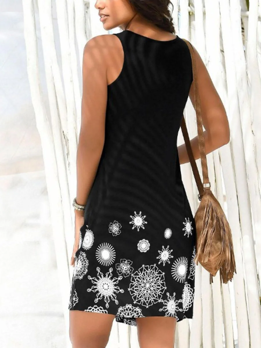 Sweet Sleeveless Printing Casual Floral Dress