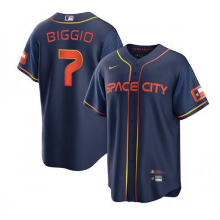 Men's Houston Astros #7 Craig Biggio 2022 Navy City Connect Cool Base Stitched Jersey YZ2P