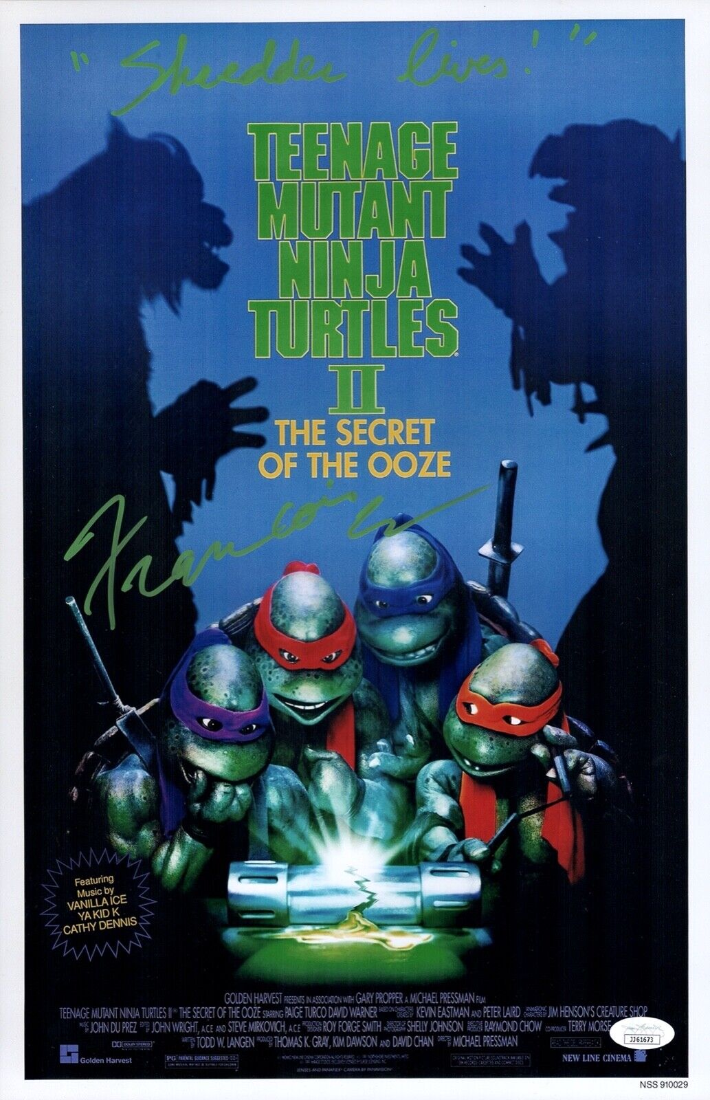 FRANCOIS CHAU Signed SHREDDER TEENAGE MUTANT NINJA TURTLES 11x17 Photo Poster painting JSA COA