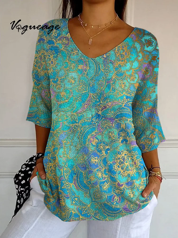 Gentle And Soft Ethnic Patternprinted Knitted Sweater