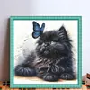 Butterfly And Black Cat-18CT Stamped Cross Stitch 25*25cm/9.84*9.84in tapestrymarket