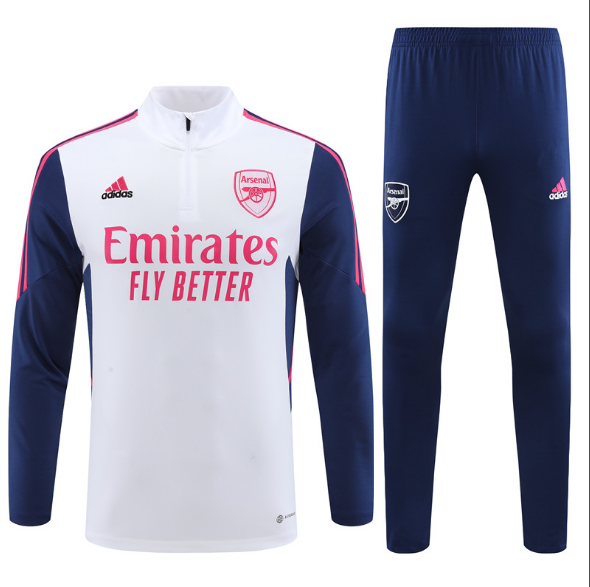 23/24 Arsenal Half-Pull White Training Suit Jersey Set
