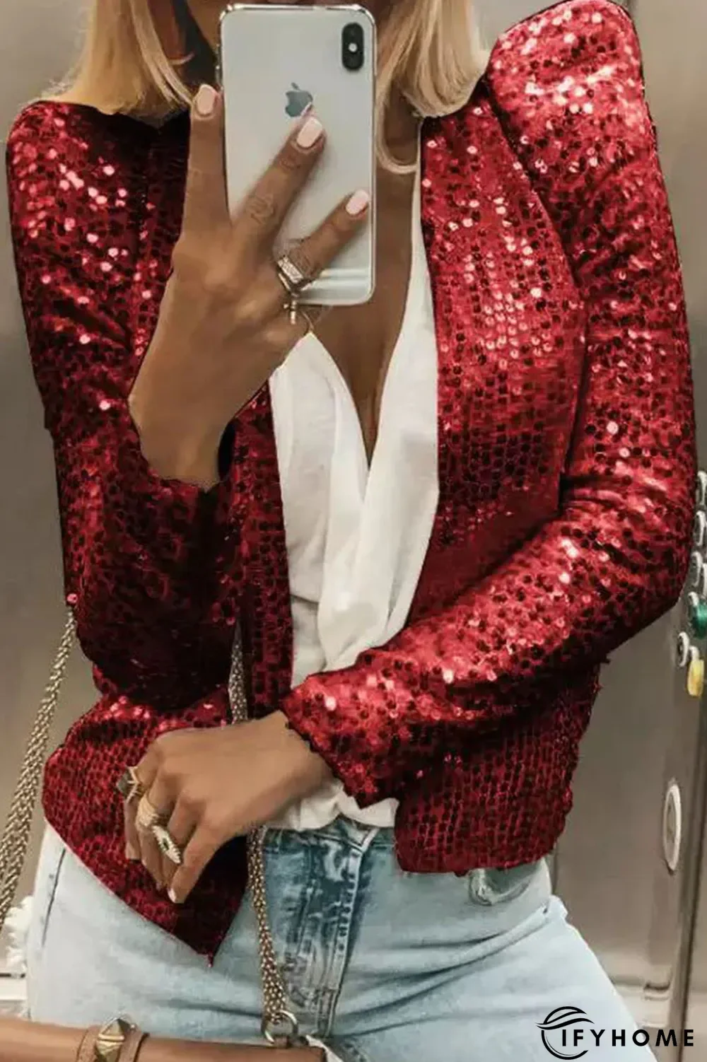 Casual Solid Sequins Patchwork Outerwear(5 Colors) | IFYHOME