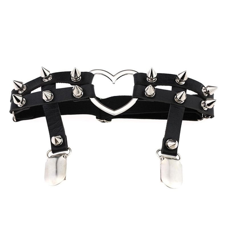 Sexy Leg Ring Garter Harajuku Elasticity Heart Faux Leather Harness Tight Suspender Punk Strap Belts Bondage Gothic Fashion New