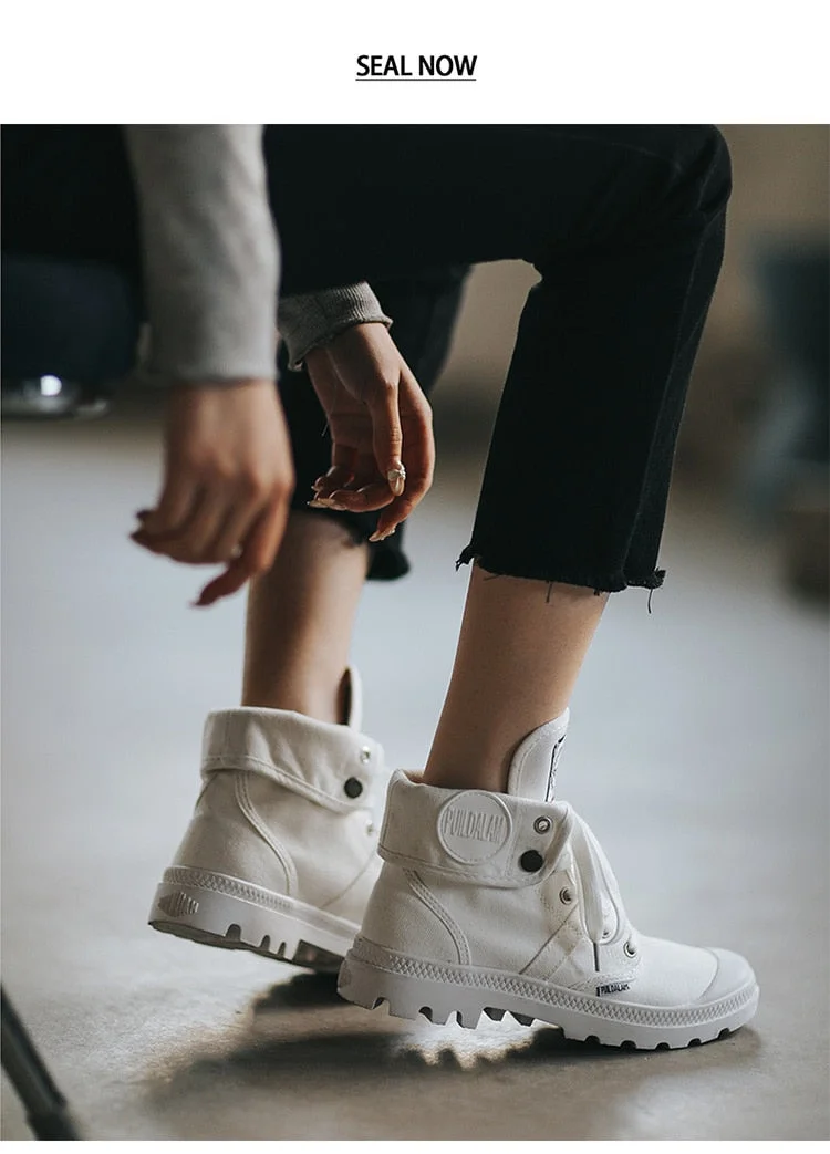 2021 Autumn winter canvas shoes British style Martin boots women's lace-up thick-soled flip-up women's shoes