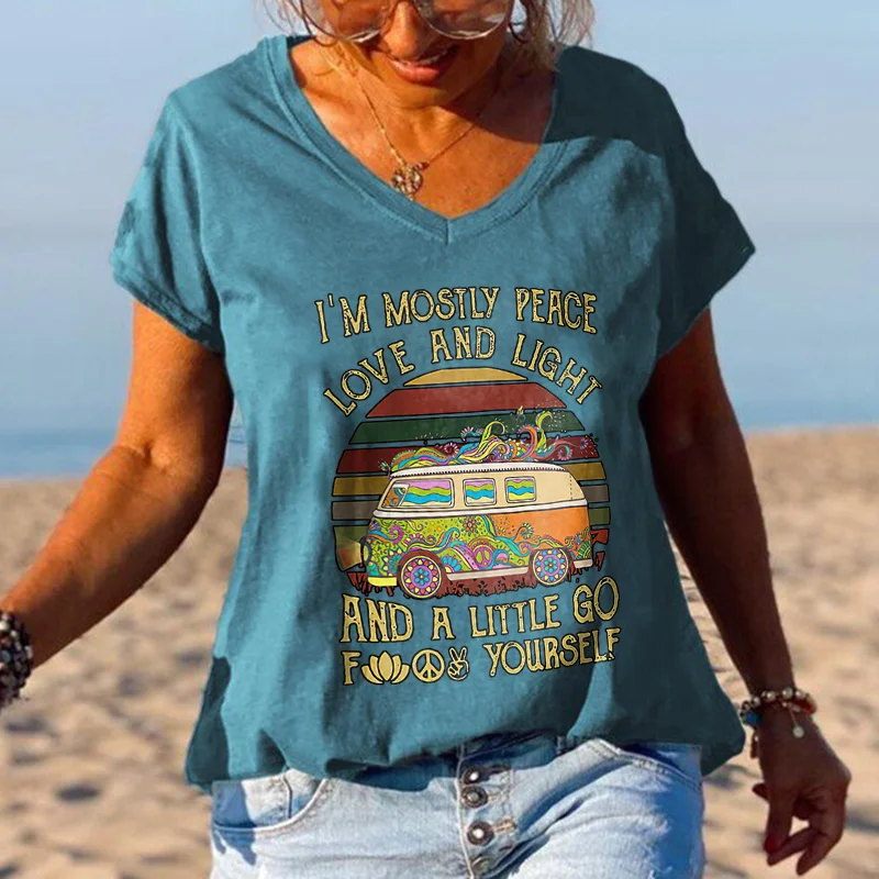 I'm Mostly Peace Love And Light Women Old Hippies T-shirt