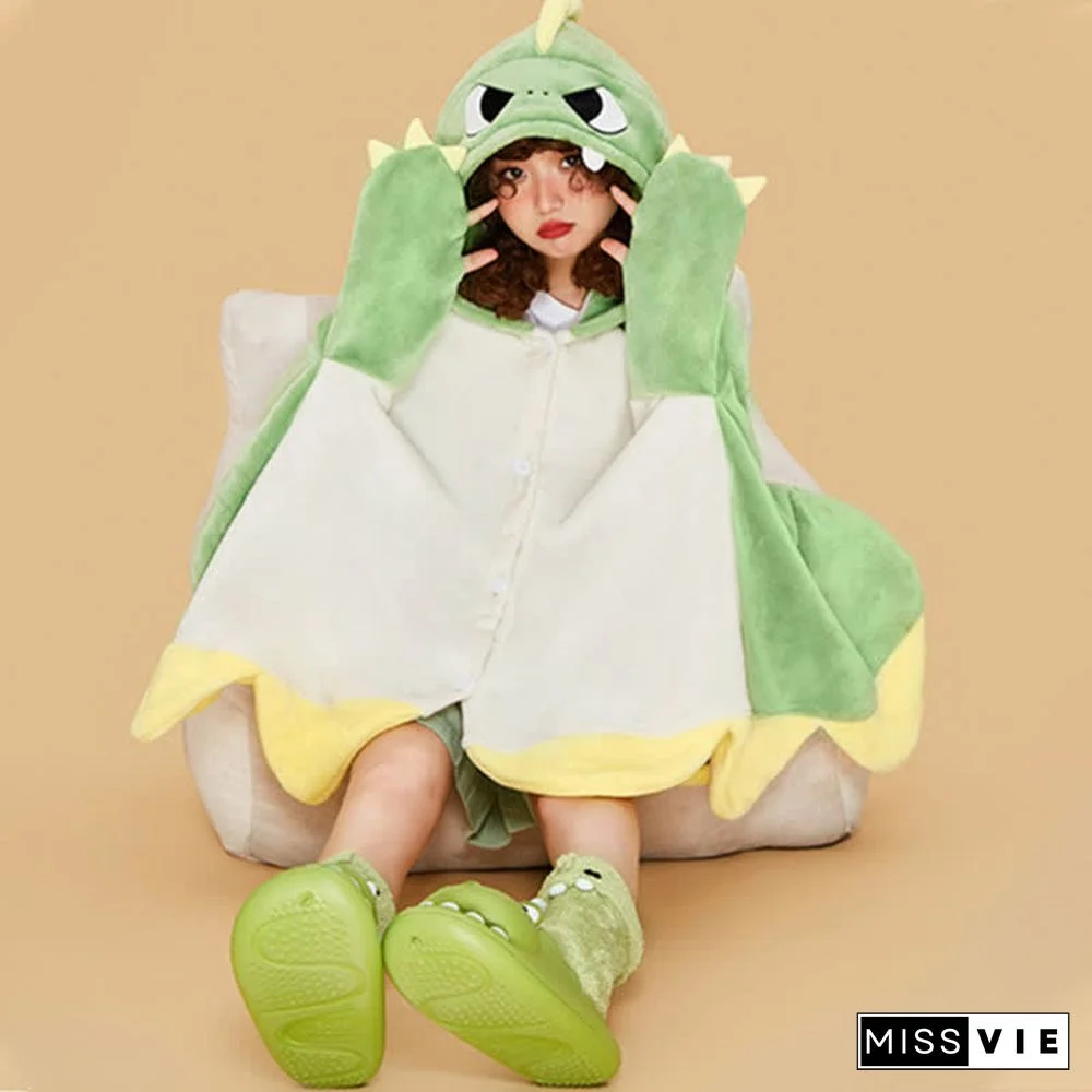 Pre-Order Cartoon Dinosaur Wearable Hooded Blanket Neck Pillow Two Pieces