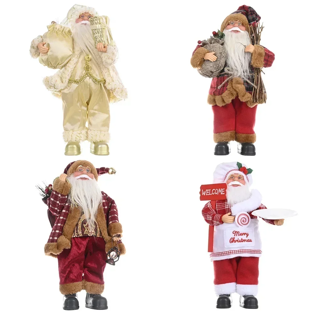 Tegooe 30CM Plush Santa Claus Doll Christmas Desktop Ornaments New Year Gift