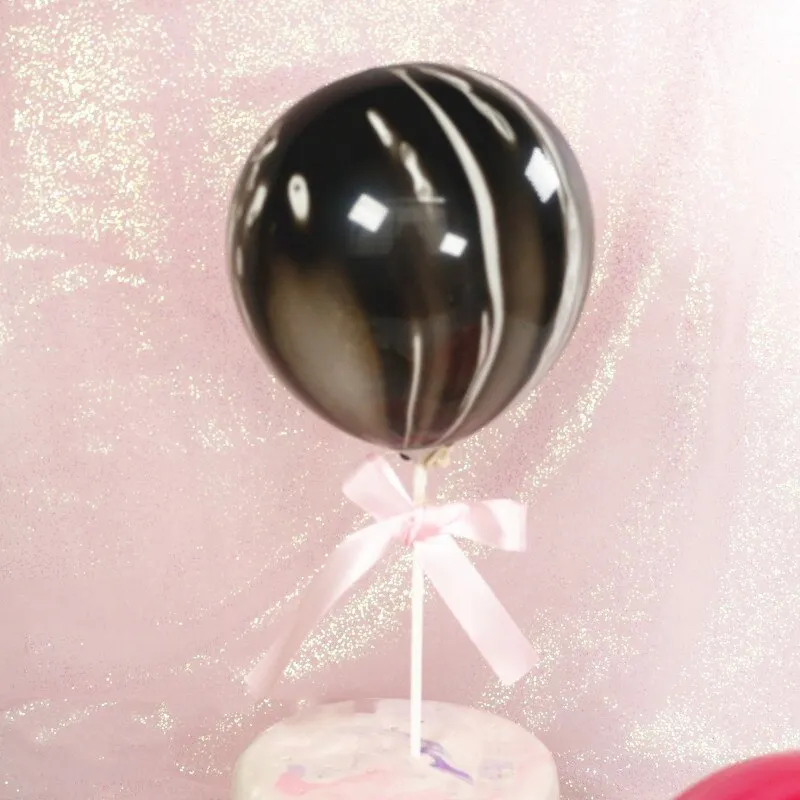 1 Set 5inch Confetti Balloon Cake Topper Decoration with Paper Straw Bow Baby Shower Favors Wedding Birthday Party Supplies