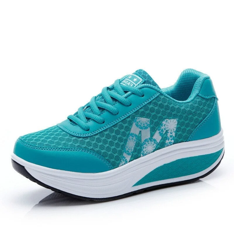 Women's Sneakers Platform Toning Wedge Light Weight Zapatillas Sports Shoes for Woman Breathable Slimming Fitness Swing Shoes